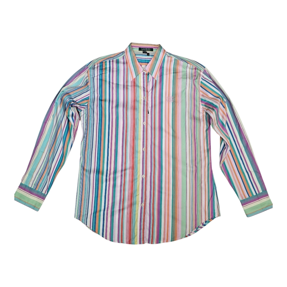 NWT Lauren Ralph Lauren Colorful Button Down Shirt Size Medium